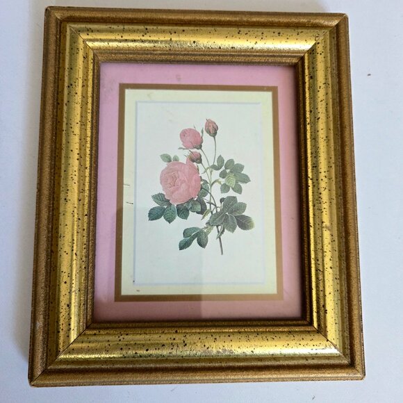 Vintage floral picture in golden frame with glass. Made in Canada. - Picture 2 of 3
